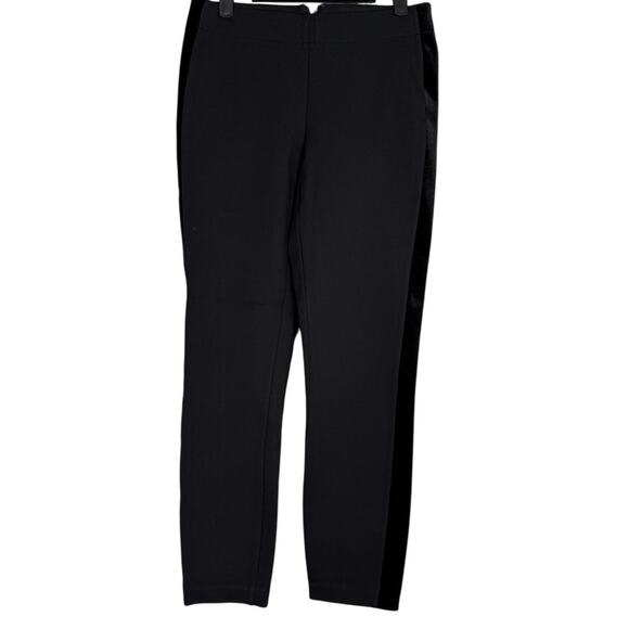 J. Crew Tuxedo Velvet Stripe Mid Rise Ankle Pants Back Zip Up Exposed 2 Black - Picture 10 of 15